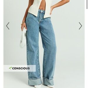 Showpo Blue Straight Leg Jeans - NEVER WORN WITH TAGS